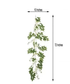 HIER_1210 Artificial Flowers 6FT | White | 7 Flowers | Silk Peony Garland | Bendable Wire Vines | Artificial Flower Garlands With Seeds And Leaves 24 HIER_1210 Artificial Flowers 6FT | White | 7 Flowers | Silk Peony Garland | Bendable Wire Vines | Artificial Flower Garlands With Seeds And Leaves