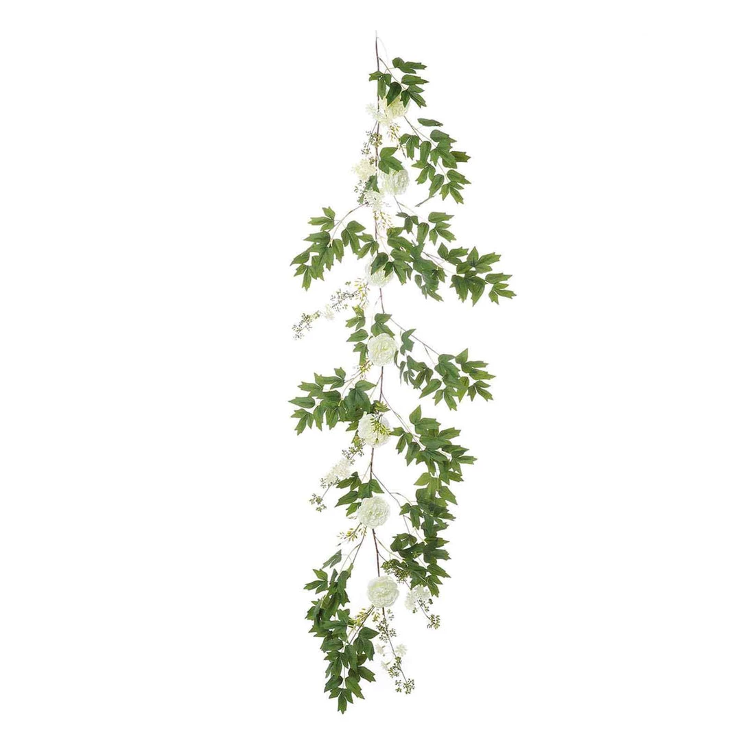 HIER_1210 Artificial Flowers 6FT | White | 7 Flowers | Silk Peony Garland | Bendable Wire Vines | Artificial Flower Garlands With Seeds And Leaves 5 HIER_1210 Artificial Flowers 6FT | White | 7 Flowers | Silk Peony Garland | Bendable Wire Vines | Artificial Flower Garlands With Seeds And Leaves