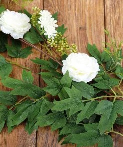 HIER_1210 Artificial Flowers 6FT | White | 7 Flowers | Silk Peony Garland | Bendable Wire Vines | Artificial Flower Garlands With Seeds And Leaves 25 HIER_1210 Artificial Flowers 6FT | White | 7 Flowers | Silk Peony Garland | Bendable Wire Vines | Artificial Flower Garlands With Seeds And Leaves