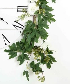 HIER_1210 Artificial Flowers 6FT | White | 7 Flowers | Silk Peony Garland | Bendable Wire Vines | Artificial Flower Garlands With Seeds And Leaves 19 HIER_1210 Artificial Flowers 6FT | White | 7 Flowers | Silk Peony Garland | Bendable Wire Vines | Artificial Flower Garlands With Seeds And Leaves