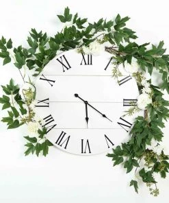 HIER_1210 Artificial Flowers 6FT | White | 7 Flowers | Silk Peony Garland | Bendable Wire Vines | Artificial Flower Garlands With Seeds And Leaves