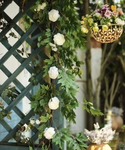 HIER_1210 Artificial Flowers 6FT | White | 7 Flowers | Silk Peony Garland | Bendable Wire Vines | Artificial Flower Garlands With Seeds And Leaves 26 HIER_1210 Artificial Flowers 6FT | White | 7 Flowers | Silk Peony Garland | Bendable Wire Vines | Artificial Flower Garlands With Seeds And Leaves