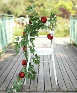 HIER_1210 Artificial Flowers 6FT | Burgundy | 7 Flowers | Silk Peony Garland | Bendable Wire Vines | Artificial Flower Garlands With Seeds And Leaves