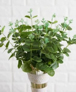 HIER_1600 2 Bushes | 19'' Light Green Eucalyptus Sprays Artificial Plants