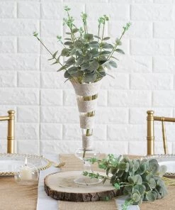 HIER_1600 2 Bushes | 19'' Tall Frosted Green Artificial Eucalyptus Sprays