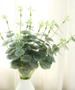 HIER_1600 2 Bushes | 19'' Tall Frosted Green Artificial Eucalyptus Sprays 27 HIER_1600 2 Bushes | 19'' Tall Frosted Green Artificial Eucalyptus Sprays