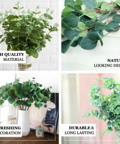 HIER_1600 2 Bushes | 19'' Light Green Eucalyptus Sprays Artificial Plants