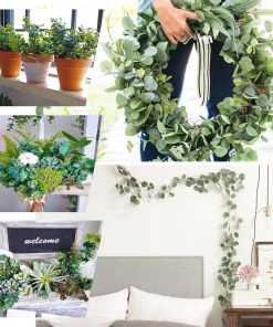 HIER_1600 2 Bushes | 19'' Tall Dark Green Artificial Eucalyptus Sprays 20 HIER_1600 2 Bushes | 19'' Tall Dark Green Artificial Eucalyptus Sprays