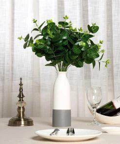 HIER_1600 2 Bushes | 19'' Tall Dark Green Artificial Eucalyptus Sprays 22 HIER_1600 2 Bushes | 19'' Tall Dark Green Artificial Eucalyptus Sprays