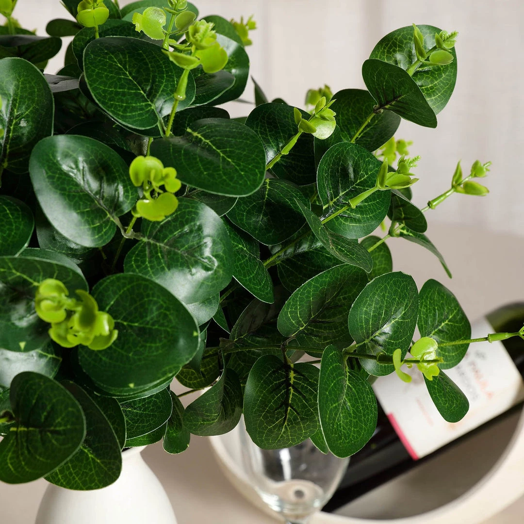 HIER_1600 2 Bushes | 19'' Tall Dark Green Artificial Eucalyptus Sprays 10 HIER_1600 2 Bushes | 19'' Tall Dark Green Artificial Eucalyptus Sprays