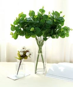 HIER_1600 2 Bushes | 19'' Tall Dark Green Artificial Eucalyptus Sprays 26 HIER_1600 2 Bushes | 19'' Tall Dark Green Artificial Eucalyptus Sprays