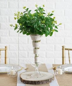 HIER_1600 2 Bushes | 19'' Tall Dark Green Artificial Eucalyptus Sprays