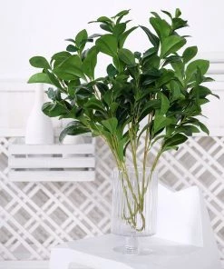 HIER_1150 Artificial Plants 2 Pack | 26" Artificial Green Lemon Leaf Stem, Faux Greenery Spray 24 HIER_1150 Artificial Plants 2 Pack | 26