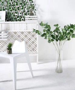 HIER_1150 2 Bushes | 40" Green Artificial Eucalyptus Stems, Silver Dollar Eucalyptus Leaves Spray Artificial Plants 20 HIER_1150 2 Bushes | 40