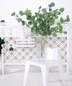 HIER_1150 2 Bushes | 40" Green Artificial Eucalyptus Stems, Silver Dollar Eucalyptus Leaves Spray Artificial Plants 25 HIER_1150 2 Bushes | 40