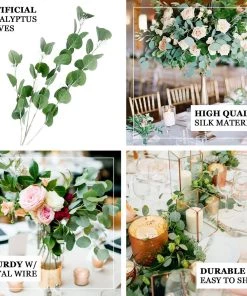 HIER_1150 2 Bushes | 40" Green Artificial Eucalyptus Stems, Silver Dollar Eucalyptus Leaves Spray Artificial Plants 17 HIER_1150 2 Bushes | 40