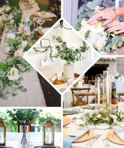 HIER_1150 2 Bushes | 40" Green Artificial Eucalyptus Stems, Silver Dollar Eucalyptus Leaves Spray Artificial Plants 18 HIER_1150 2 Bushes | 40