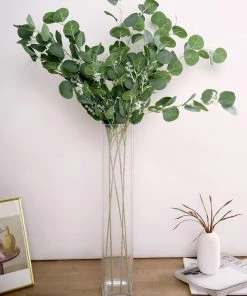 HIER_1150 2 Bushes | 40" Green Artificial Eucalyptus Stems, Silver Dollar Eucalyptus Leaves Spray Artificial Plants 21 HIER_1150 2 Bushes | 40