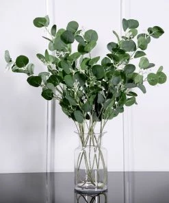 HIER_1150 2 Bushes | 40" Green Artificial Eucalyptus Stems, Silver Dollar Eucalyptus Leaves Spray Artificial Plants 22 HIER_1150 2 Bushes | 40
