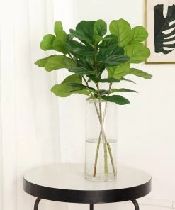 HIER_1150 2 Pack | 30" Faux Fiddle Leaf Fig Tree, Artificial Ficus Lyrata Green Plant Indoor Home Office Decoration Artificial Plants