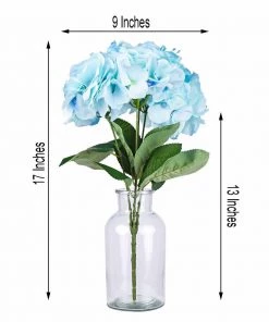 Silkflowersfactory Hydrangea Bush Artificial Silk Flowers - Blue