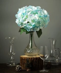 Silkflowersfactory Hydrangea Bush Artificial Silk Flowers - Blue