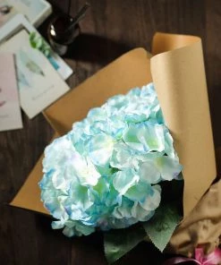 Silkflowersfactory Hydrangea Bush Artificial Silk Flowers - Blue