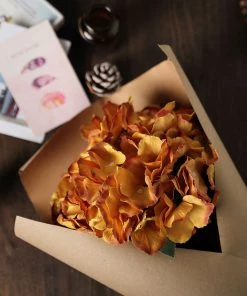 Silkflowersfactory Hydrangea Bush Artificial Silk Flowers - Gold Hydrangea Bushes