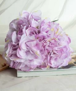 Silkflowersfactory Hydrangea Bush Artificial Silk Flowers - Lavender