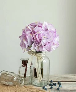 Silkflowersfactory Hydrangea Bush Artificial Silk Flowers - Lavender