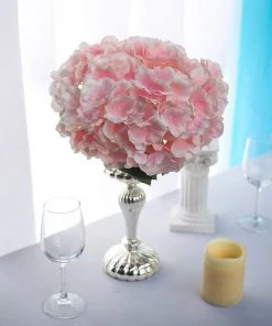 Silkflowersfactory Hydrangea Bush Artificial Silk Flowers - Blush Hydrangea Bushes