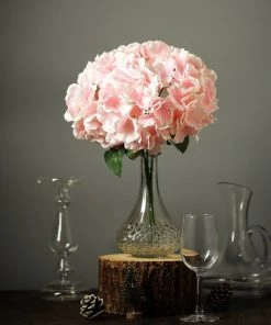 Silkflowersfactory Hydrangea Bush Artificial Silk Flowers - Blush Hydrangea Bushes