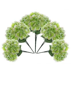 Silkflowersfactory Hydrangea Bushes Hydrangea Bush Artificial Silk Flowers - Lime Green