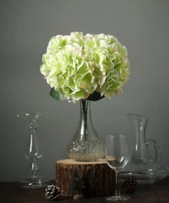 Silkflowersfactory Hydrangea Bushes Hydrangea Bush Artificial Silk Flowers - Lime Green