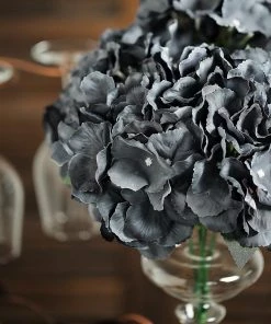 Silkflowersfactory Hydrangea Bush Artificial Silk Flowers - Charcoal Gray Hydrangea Bushes