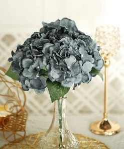 Silkflowersfactory Hydrangea Bush Artificial Silk Flowers - Charcoal Gray Hydrangea Bushes