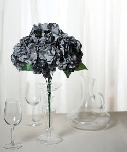 Silkflowersfactory Hydrangea Bush Artificial Silk Flowers - Charcoal Gray Hydrangea Bushes