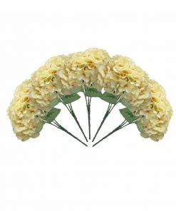 Silkflowersfactory Hydrangea Bushes Hydrangea Bush Artificial Silk Flowers - Yellow