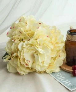 Silkflowersfactory Hydrangea Bushes Hydrangea Bush Artificial Silk Flowers - Yellow