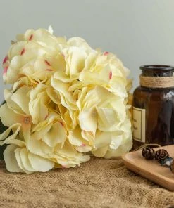 Silkflowersfactory Hydrangea Bushes Hydrangea Bush Artificial Silk Flowers - Yellow