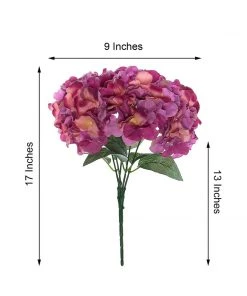 Silkflowersfactory Hydrangea Bush Artificial Silk Flowers - Lavender / Pink Hydrangea Bushes