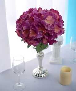 Silkflowersfactory Hydrangea Bush Artificial Silk Flowers - Lavender / Pink Hydrangea Bushes
