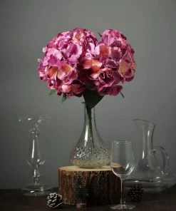Silkflowersfactory Hydrangea Bush Artificial Silk Flowers - Lavender / Pink Hydrangea Bushes
