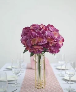 Silkflowersfactory Hydrangea Bush Artificial Silk Flowers - Lavender / Pink Hydrangea Bushes