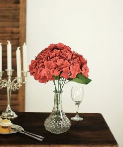 Silkflowersfactory Hydrangea Bush Artificial Silk Flowers - Burgundy Hydrangea Bushes 23 Silkflowersfactory Hydrangea Bush Artificial Silk Flowers - Burgundy Hydrangea Bushes