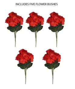 Silkflowersfactory Hydrangea Bushes Hydrangea Bush Artificial Silk Flowers - Red 15 Silkflowersfactory Hydrangea Bushes Hydrangea Bush Artificial Silk Flowers - Red