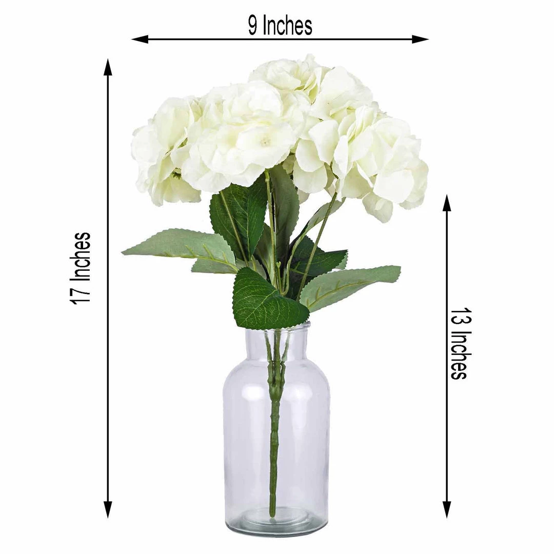 Silkflowersfactory Hydrangea Bush Artificial Silk Flowers - Cream 12 Silkflowersfactory Hydrangea Bush Artificial Silk Flowers - Cream