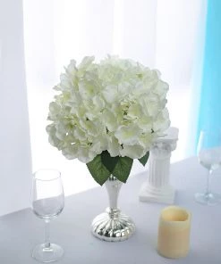 Silkflowersfactory Hydrangea Bush Artificial Silk Flowers - Cream 15 Silkflowersfactory Hydrangea Bush Artificial Silk Flowers - Cream