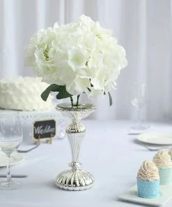 Silkflowersfactory Hydrangea Bush Artificial Silk Flowers - Cream