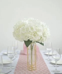 Silkflowersfactory Hydrangea Bush Artificial Silk Flowers - Cream